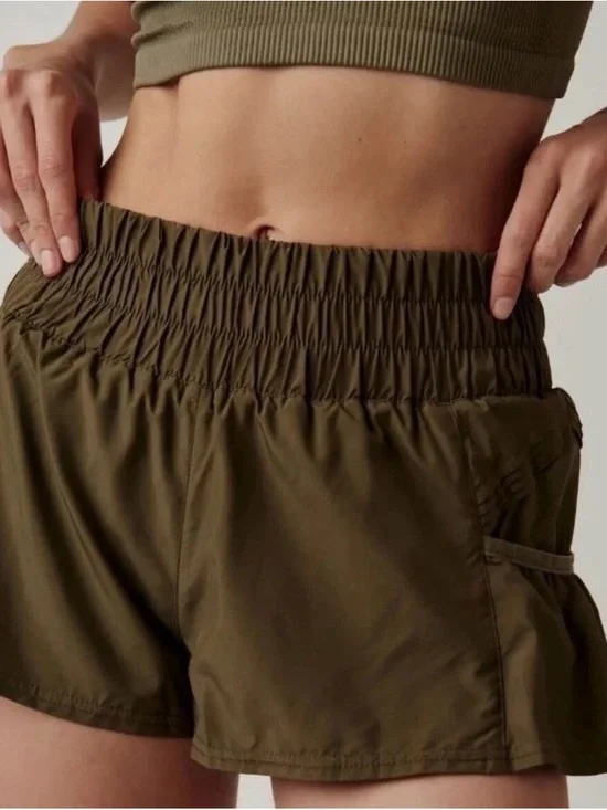 Free People Movement Olive Green Women's Athletic Shorts - Picture 7 of 11